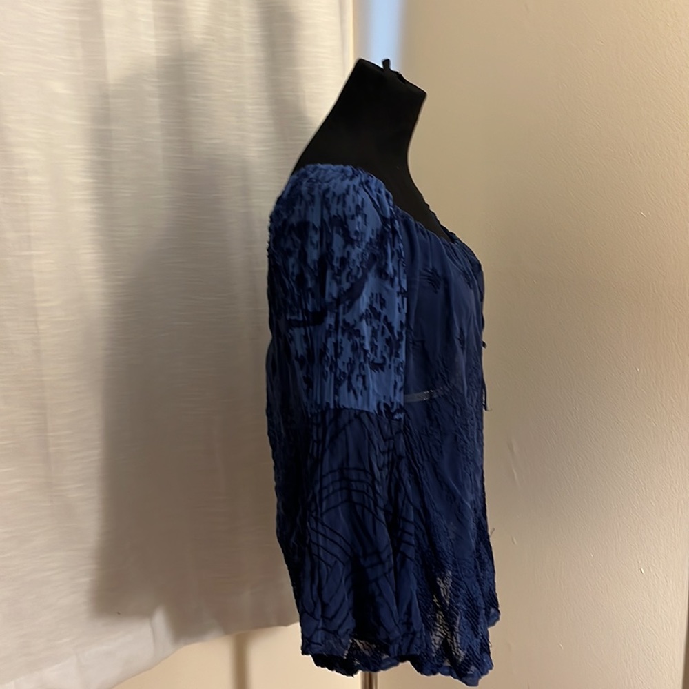 Language Blue Patterned Blouse - image 2